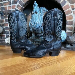 Justin Men's Black Lizard Boots 10.5D